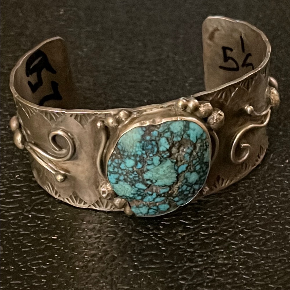 Native American turquoise silver cuff